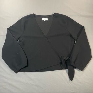 Madewell Texture & Thread Crepe Faux Wrap Top w/ Bubble Sleeves - Woman Large